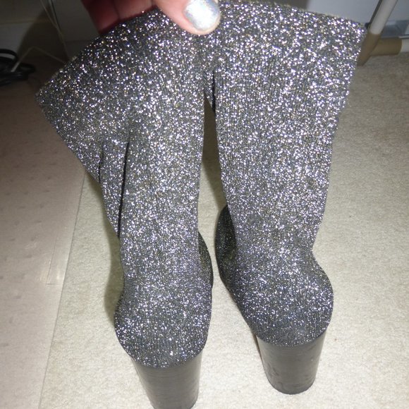ALDO sparkly black gold soft metallic knit sock mid-ankle boots - Picture 9 of 9